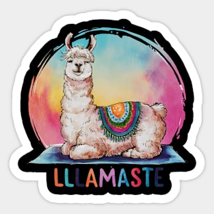 Beautiful Llama Doing Yoga Pose Watercolor Art Sticker